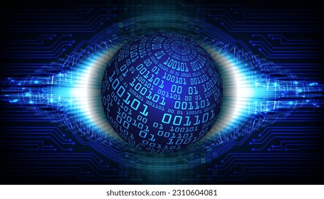 world binary circuit board future technology, blue hud cyber security concept background