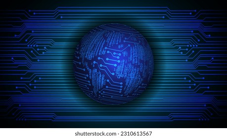 world binary circuit board future technology, blue hud cyber security concept background