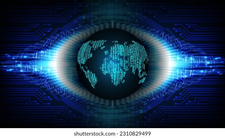 world binary circuit board future technology, blue hud cyber security concept background