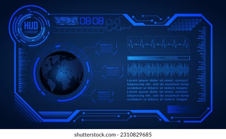 world binary circuit board future technology, blue hud cyber security concept background