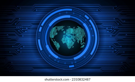world binary circuit board future technology, blue hud cyber security concept background