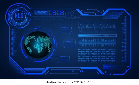 world binary circuit board future technology, blue hud cyber security concept background