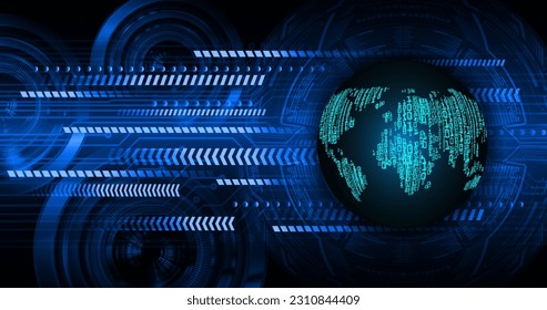 world binary circuit board future technology, blue hud cyber security concept background