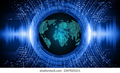 world binary circuit board future technology, blue hud cyber security concept background
