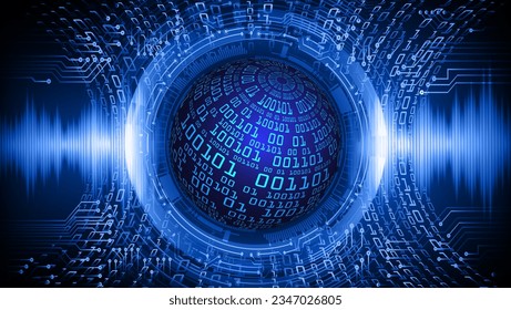 world binary circuit board future technology, blue hud cyber security concept background