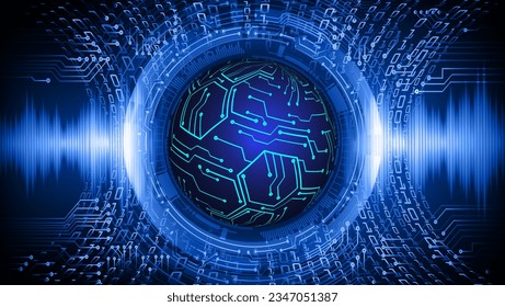 world binary circuit board future technology, blue hud cyber security concept background