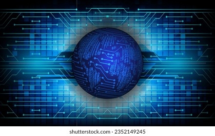 world binary circuit board future technology, blue hud cyber security 