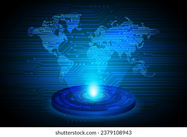 world binary circuit board future technology, blue hud cyber security concept background