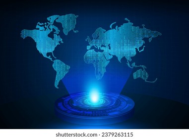 world binary circuit board future technology, blue hud cyber security concept background