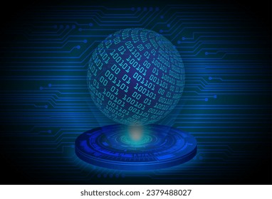 world binary circuit board future technology, blue hud cyber security concept background