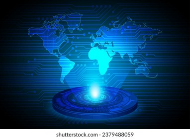 world binary circuit board future technology, blue hud cyber security concept background