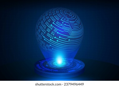 world binary circuit board future technology, blue hud cyber security concept background