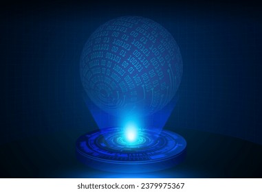 world binary circuit board future technology, blue hud cyber security concept background