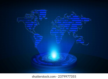 world binary circuit board future technology, blue hud cyber security concept background