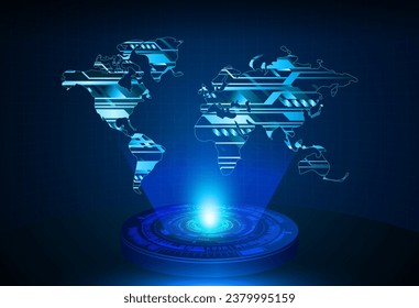 world binary circuit board future technology, blue hud cyber security concept background