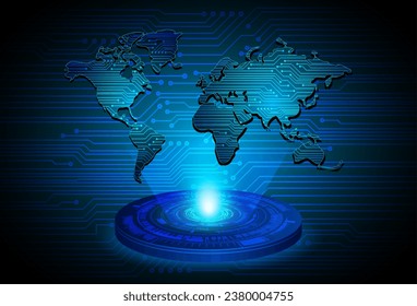 world binary circuit board future technology, blue hud cyber security concept background
