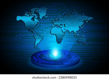 world binary circuit board future technology, blue hud cyber security concept background