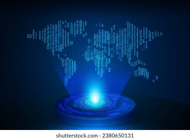 world binary circuit board future technology, blue hud cyber security concept background