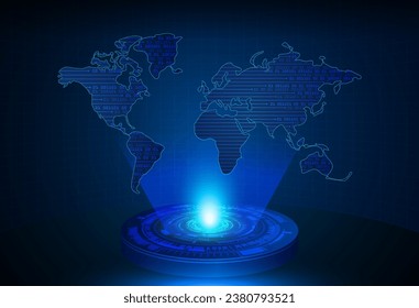 world binary circuit board future technology, blue hud cyber security concept background