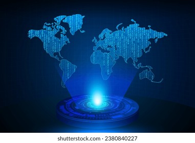 world binary circuit board future technology, blue hud cyber security concept background