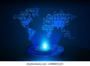 world binary circuit board future technology, blue hud cyber security concept background