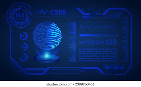 world binary circuit board future technology, blue hud cyber security concept background