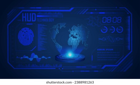 world binary circuit board future technology, blue hud cyber security concept background