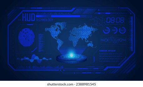 world binary circuit board future technology, blue hud cyber security concept background