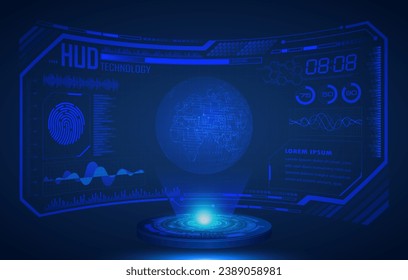 world binary circuit board future technology, blue hud cyber security concept background
