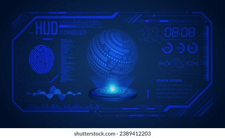 world binary circuit board future technology, blue hud cyber security concept background