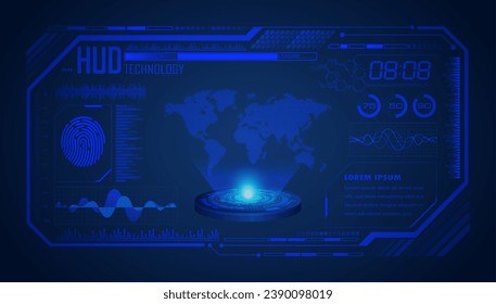 world binary circuit board future technology, blue hud cyber security concept background