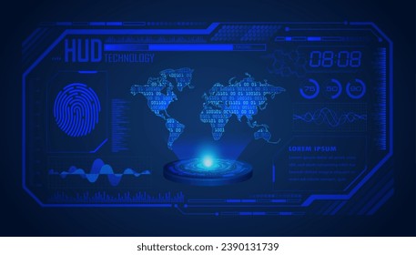 world binary circuit board future technology, blue hud cyber security concept background