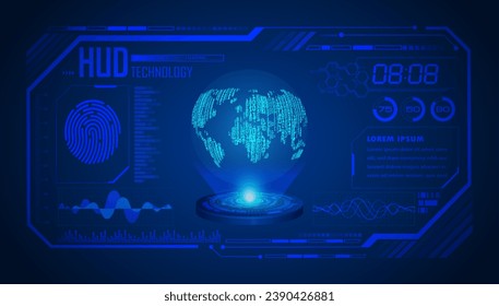 world binary circuit board future technology, blue hud cyber security concept background