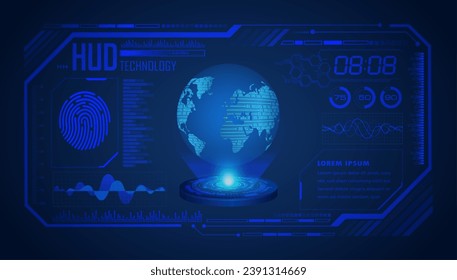 world binary circuit board future technology, blue hud cyber security concept background