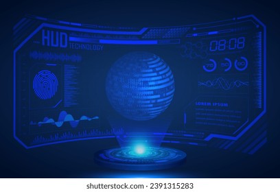 world binary circuit board future technology, blue hud cyber security concept background