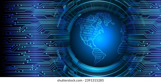 world binary circuit board future technology, blue hud cyber security concept background