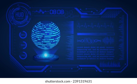 world binary circuit board future technology, blue hud cyber security concept background