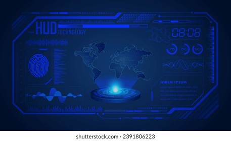 world binary circuit board future technology, blue hud cyber security concept background