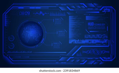 world binary circuit board future technology, blue hud cyber security concept background