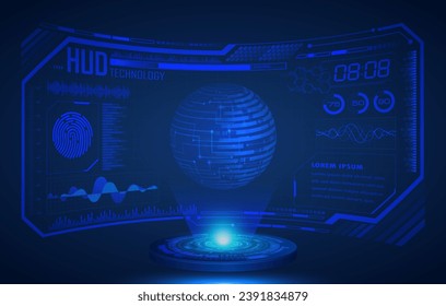 world binary circuit board future technology, blue hud cyber security concept background
