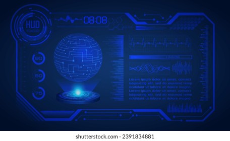 world binary circuit board future technology, blue hud cyber security concept background