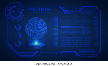world binary circuit board future technology, blue hud cyber security concept background