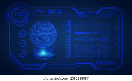 world binary circuit board future technology, blue hud cyber security concept background