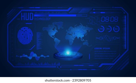 world binary circuit board future technology, blue hud cyber security concept background