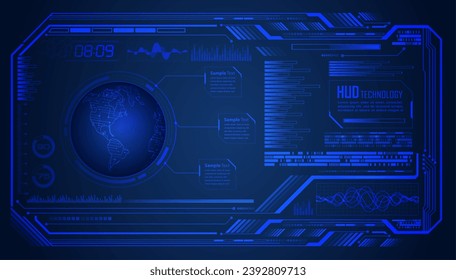 world binary circuit board future technology, blue hud cyber security concept background