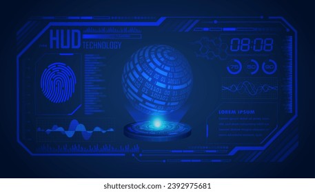 world binary circuit board future technology, blue hud cyber security concept background