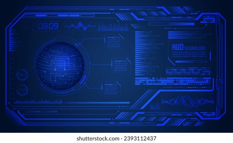 world binary circuit board future technology, blue hud cyber security concept background