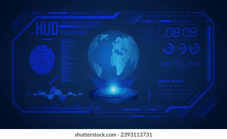 world binary circuit board future technology, blue hud cyber security concept background