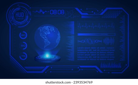 world binary circuit board future technology, blue hud cyber security concept background