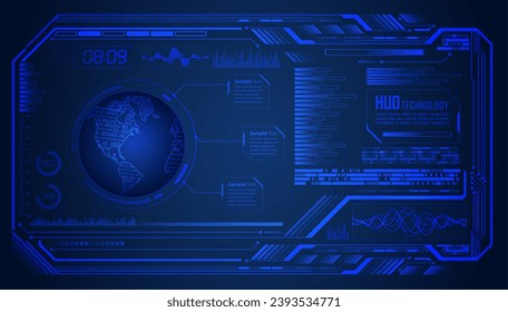 world binary circuit board future technology, blue hud cyber security concept background